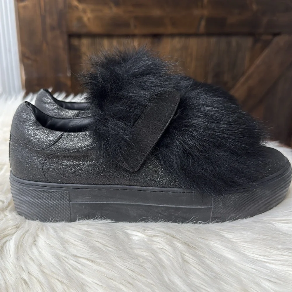 MONCLER Victoire Leather Fur Sneakers